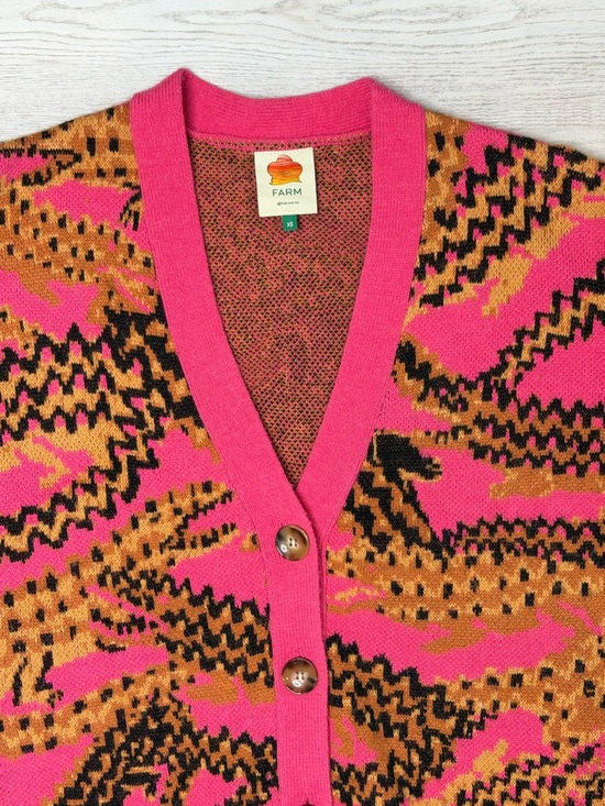 FARM Rio Croco Knit Cardigan Women’s Size XS Oversized Fit - Picture 4 of 15